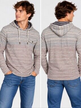 Vissla Men's Lightweight Striped Knit Pullover Hoodie - Size S Flawed Surf